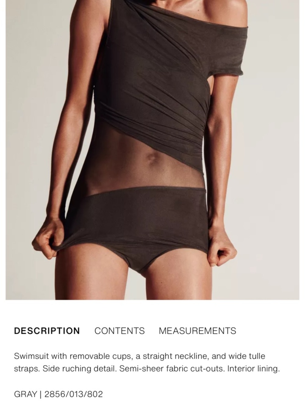 Asymmetric Tulle Cut-Out One Shoulder Swimsuit Brown Size Small NWT’s - Picture 5 of 9